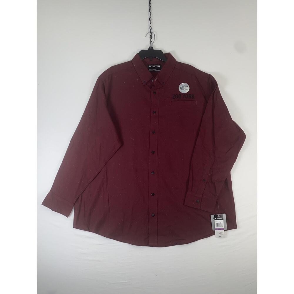 Zoo York Shirt Mens 2XL Red Solid Long Sleeve Button Down Stretch Casual
